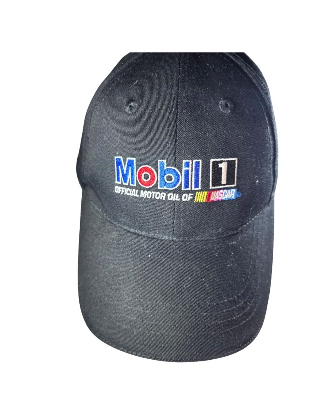 Mobil 1 NASCAR Cap Black Adjustable Hat Red Pegasus Logo